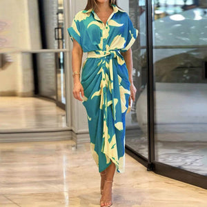 Vestido camisero estampado de encaje