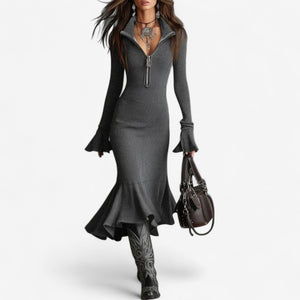 Maud™ Vestido con Cuello de Cremallera