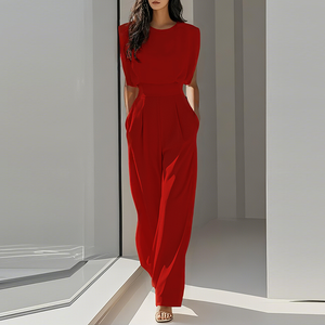 Mono Sarah Elegante de Pierna Ancha con Hombros Estructurados