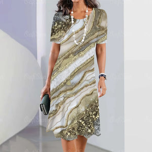 Vestido Midi Gráfico Elegante para Mujeres Tallas Grandes Verano