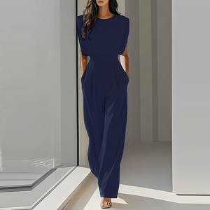 Mono Sarah Elegante de Pierna Ancha con Hombros Estructurados