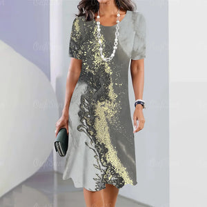 Vestido Midi Gráfico Elegante para Mujeres Tallas Grandes Verano