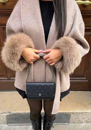 Sophia - Abrigo de lujo Beige-Marrón