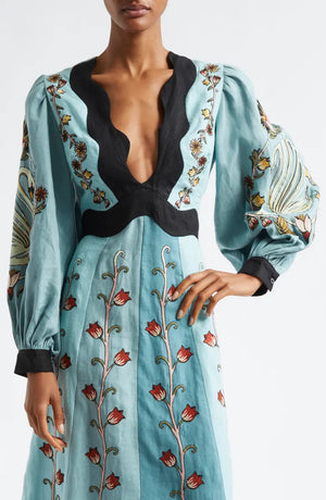 Vestido Midi Azul Cielo Elegante