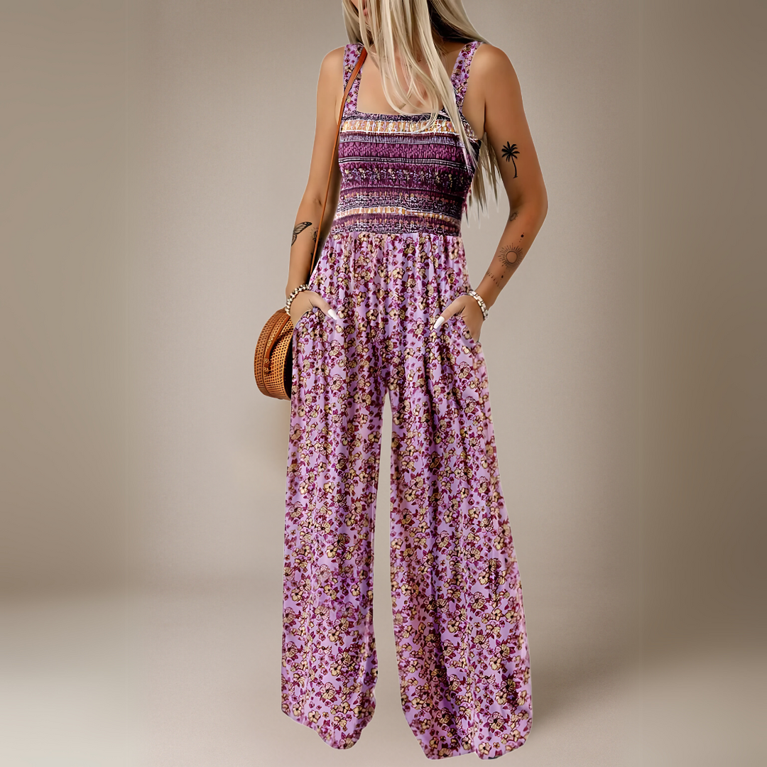 Mono Largo con Estampado Floral y Pierna Ancha