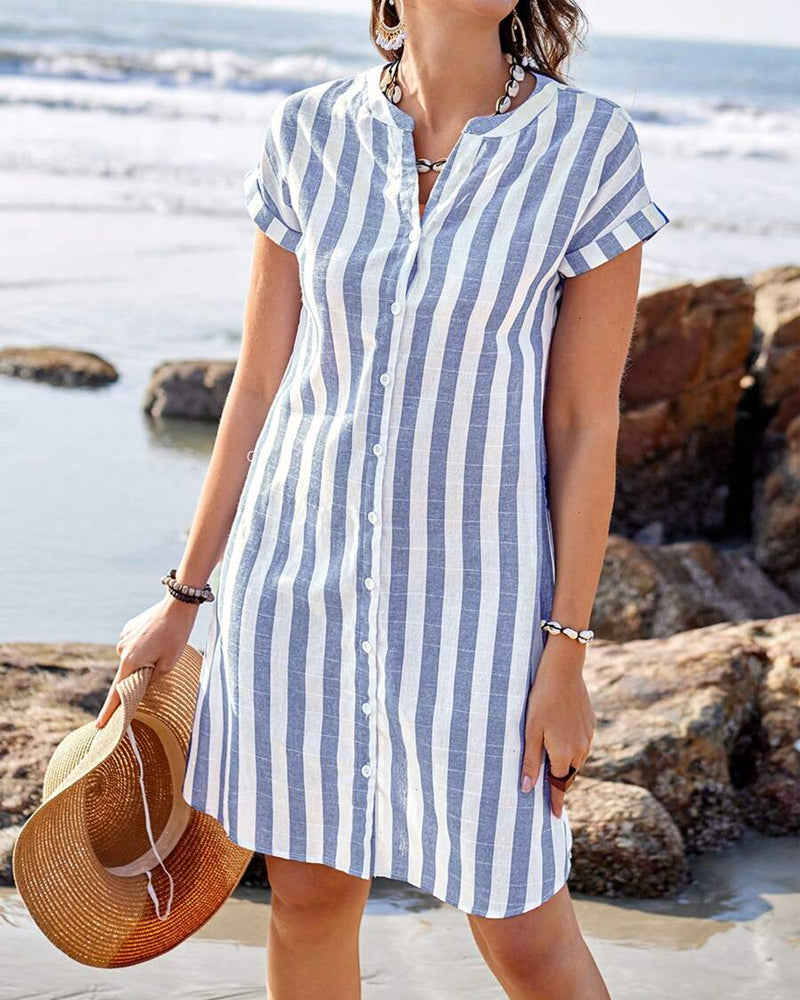 Martine | Elegante vestido de camisa a rayas