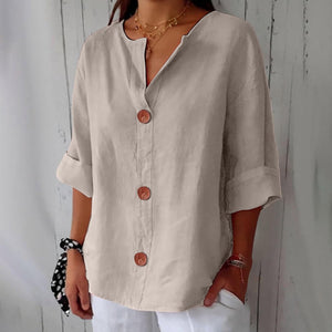 Noora™ | Blusa de lino relajada para una elegancia atemporal