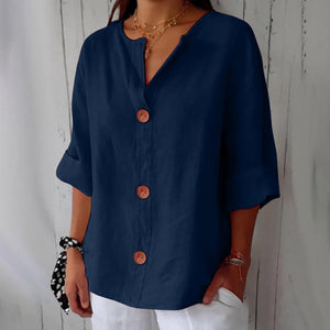 Noora™ | Blusa de lino relajada para una elegancia atemporal