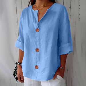 Noora™ | Blusa de lino relajada para una elegancia atemporal