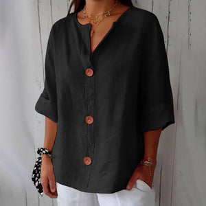 Noora™ | Blusa de lino relajada para una elegancia atemporal