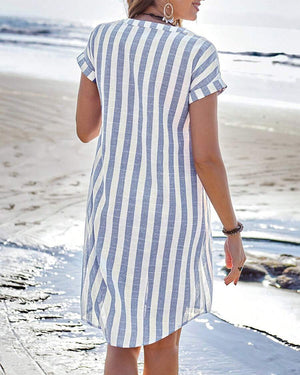 Martine | Elegante vestido de camisa a rayas