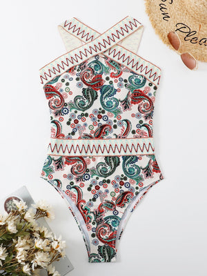 Bañador con cuello halter y paisley