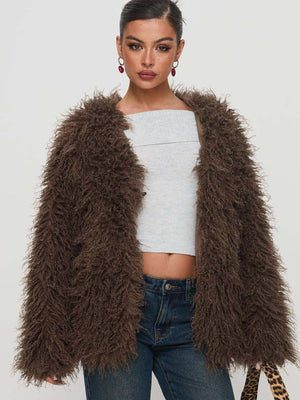 Chaqueta Glam de Peluche para Invierno