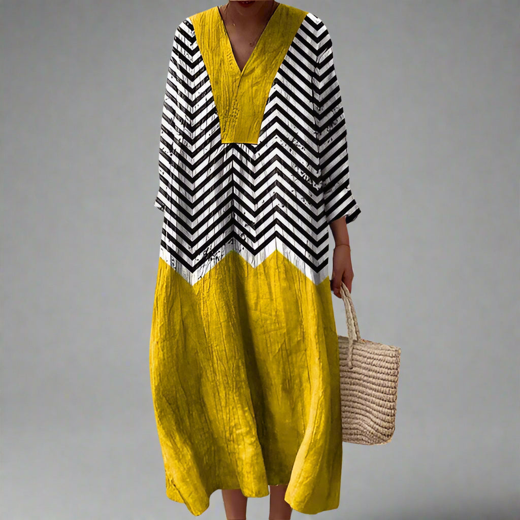 Vestido Maxi Geométrico Chevron
