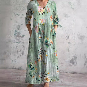 Denise | Vestido de Verano con Escote en V y Estampado Floral