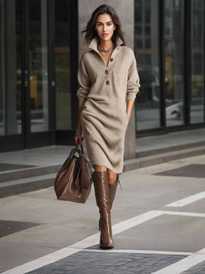 MARCELLE | Vestido de Punto Elegante con Botones