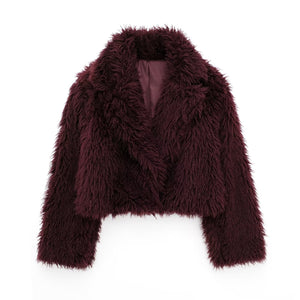 Chaqueta Glamour Peluche en Burdeos