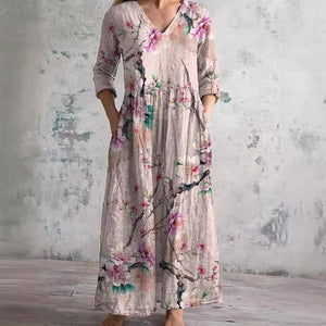 Denise | Vestido de Verano con Escote en V y Estampado Floral