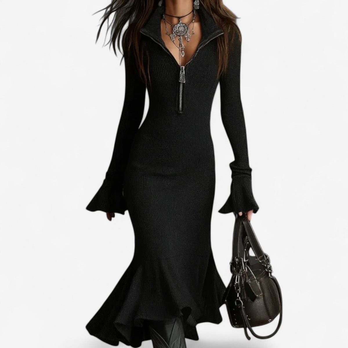 Maud™ Vestido con Cuello de Cremallera