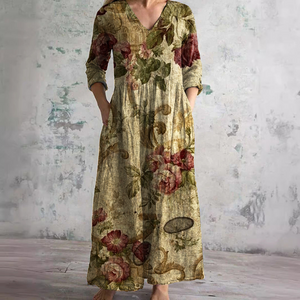 Denise | Vestido de Verano con Escote en V y Estampado Floral