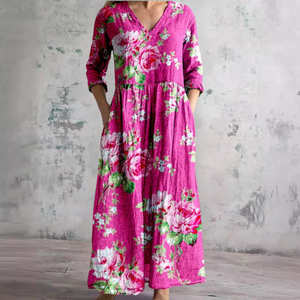 Denise | Vestido de Verano con Escote en V y Estampado Floral