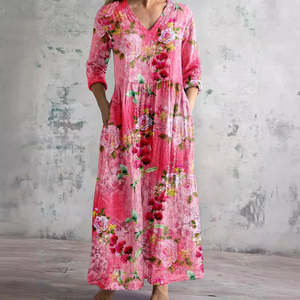 Denise | Vestido de Verano con Escote en V y Estampado Floral