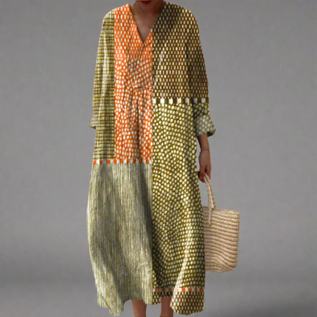 Vestido Maxi Geométrico Chevron