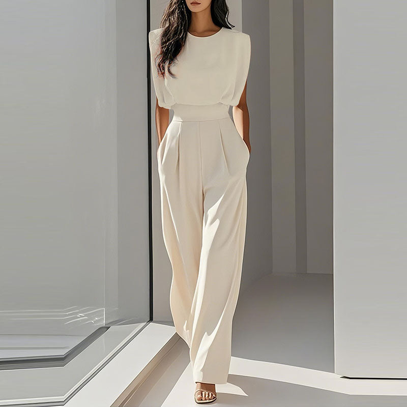 Mono Sarah Elegante de Pierna Ancha con Hombros Estructurados