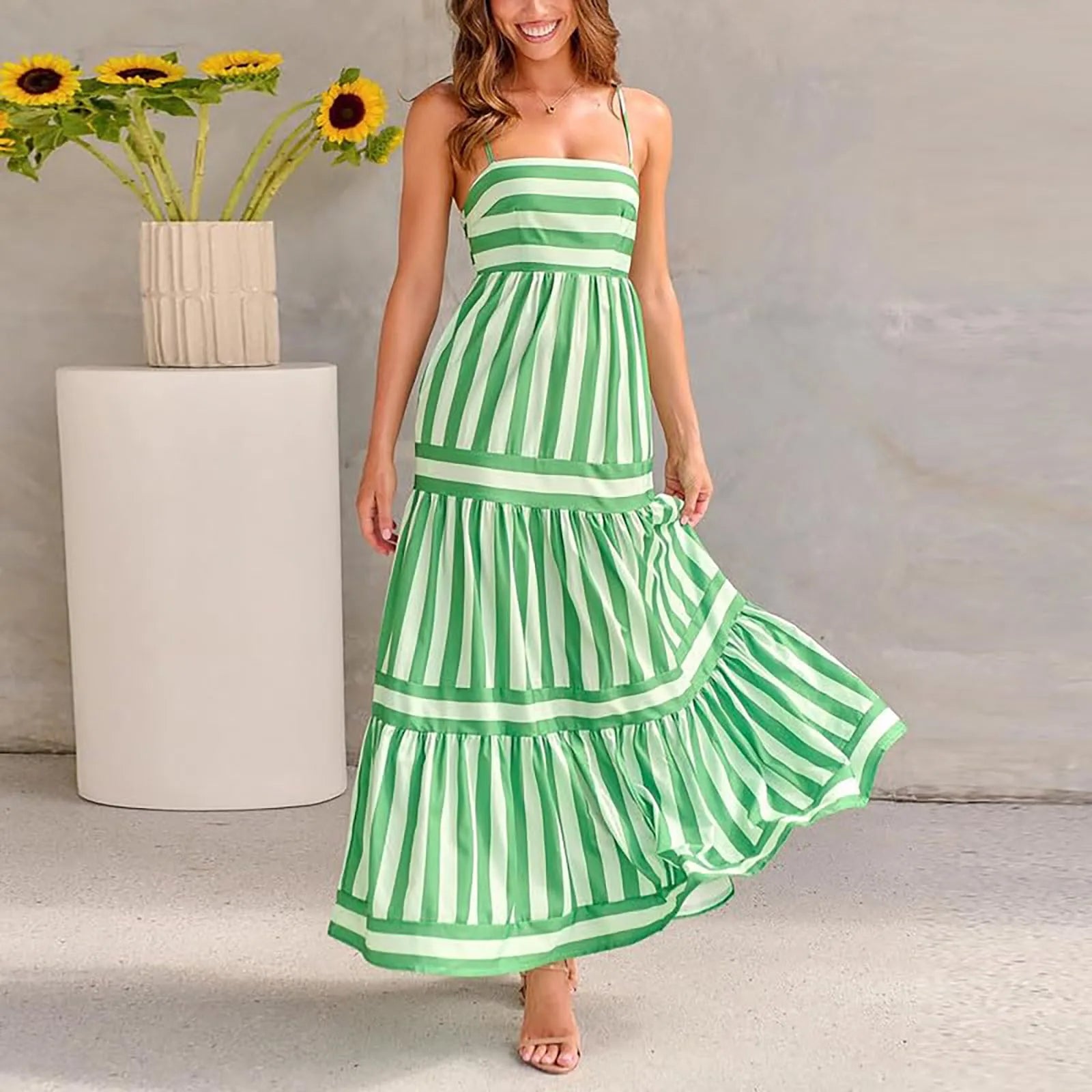 Vestido Lapa Maxi de Bloques de Color