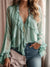 Camisa Elegante de Mujer con Volantes y Escote en V con Mangas Trompeta