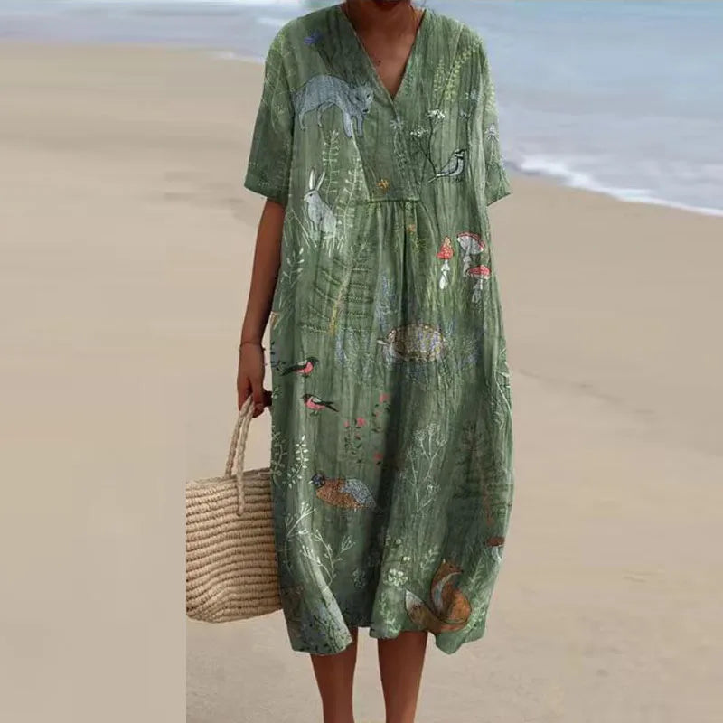 Vestido Catalina Floral con Escote en V