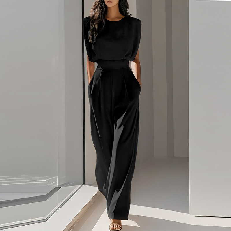 Mono Sarah Elegante de Pierna Ancha con Hombros Estructurados