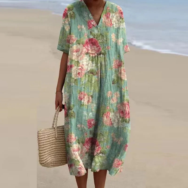 Vestido Catalina Floral con Escote en V