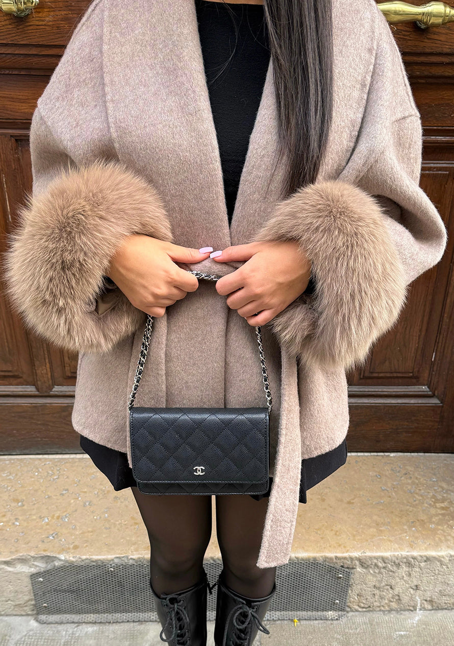 Sophia - Abrigo de lujo Beige-Marrón