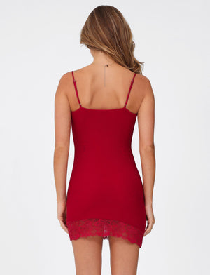 Shea - Vestido Mini de Encaje Rojo para Mujer