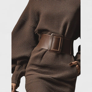 Cléa - Vestido corto de punto con cinturilla estructurada