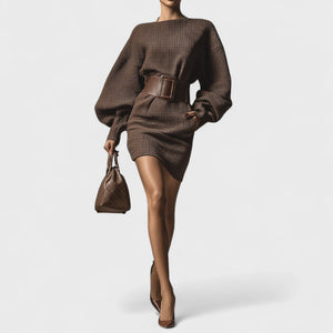 Cléa - Vestido corto de punto con cinturilla estructurada