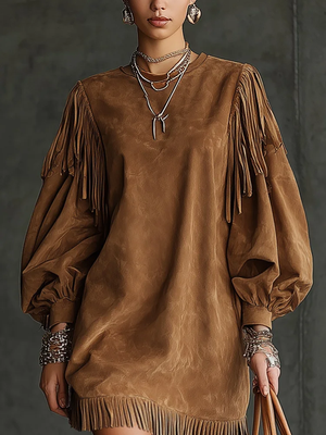 Vestido Mini de Manga Vintage