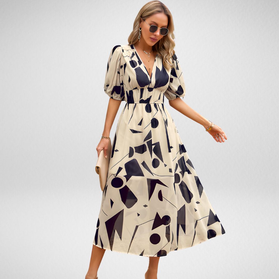 Cammie | Vestido Midi con Estampado Geométrico