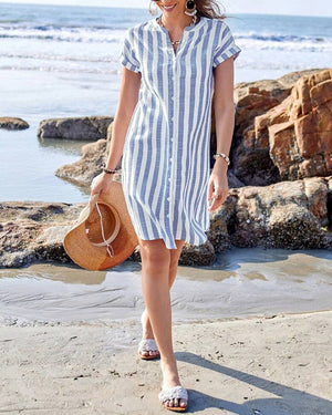 Martine | Elegante vestido de camisa a rayas