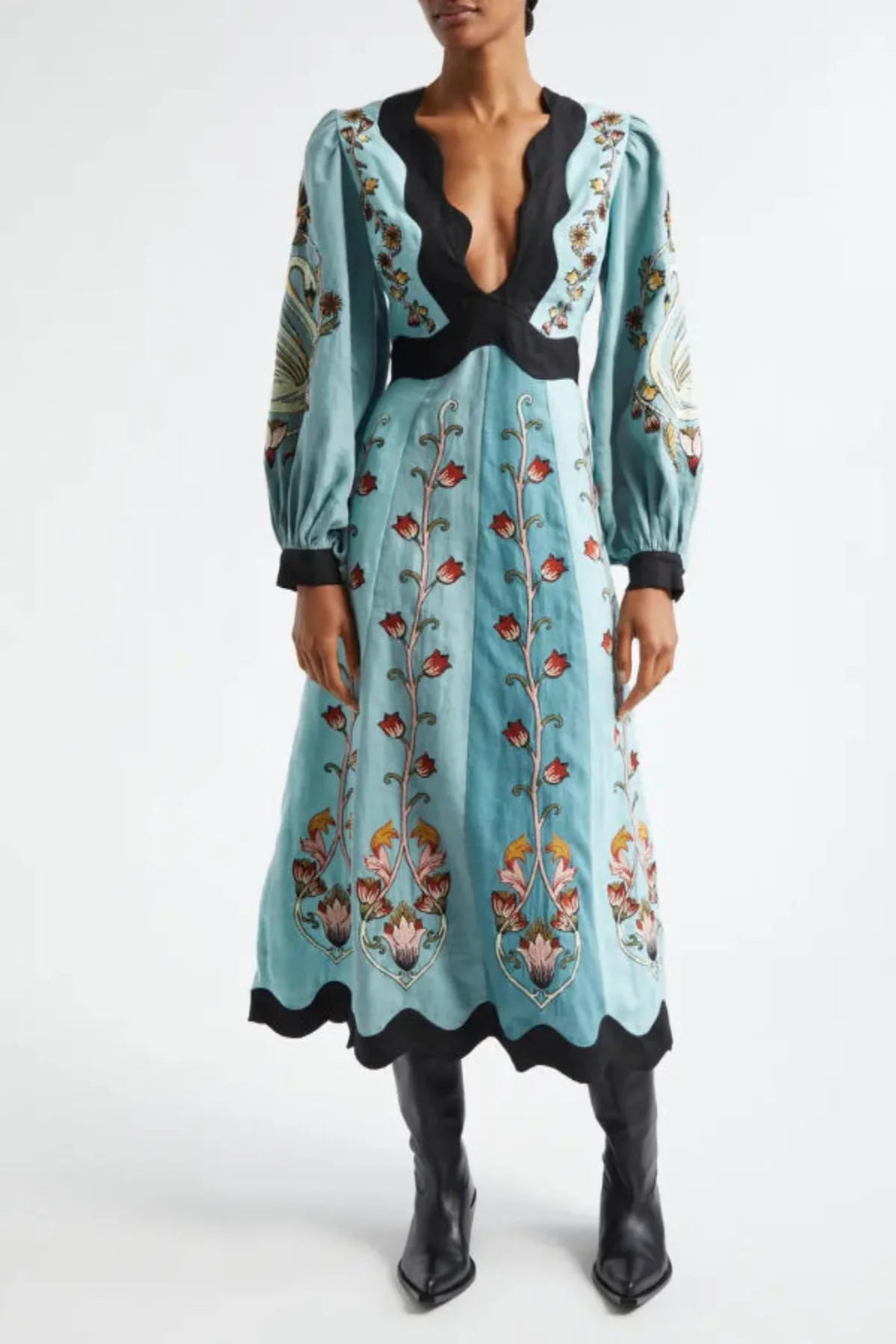 Vestido Midi Azul Cielo Elegante