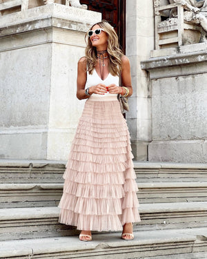 Falda Maxi con Capas de Volantes