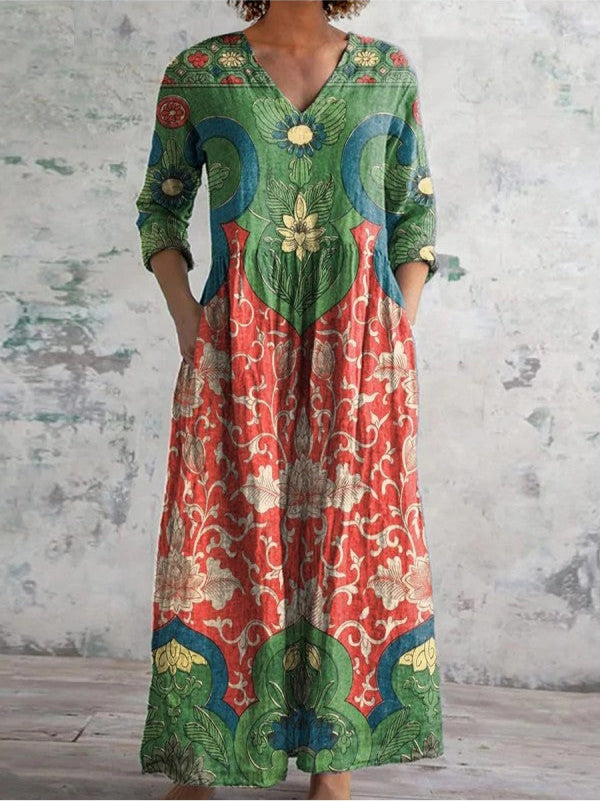 Vestido Carmen largo floral elegante