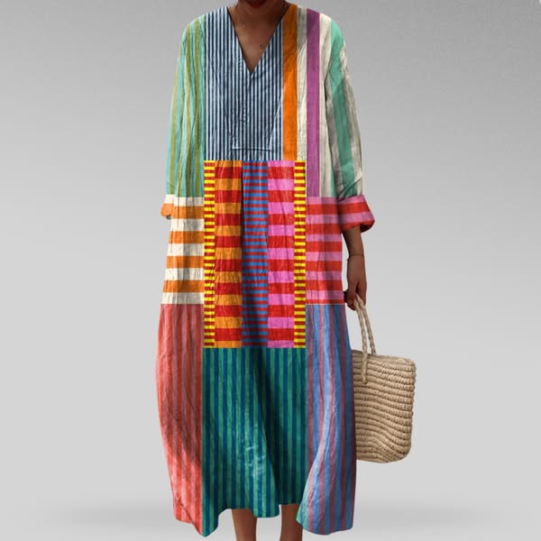 Vestido Maxi Geométrico Chevron