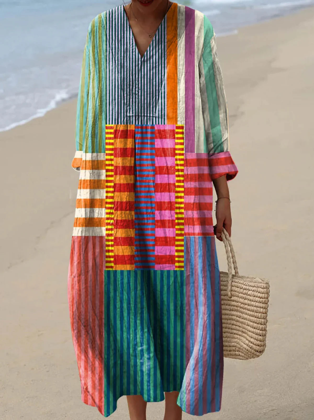 Inaya | Vestido Largo Patchwork Multicolor