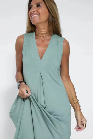 Vestido Valéria largo con cuello de pico